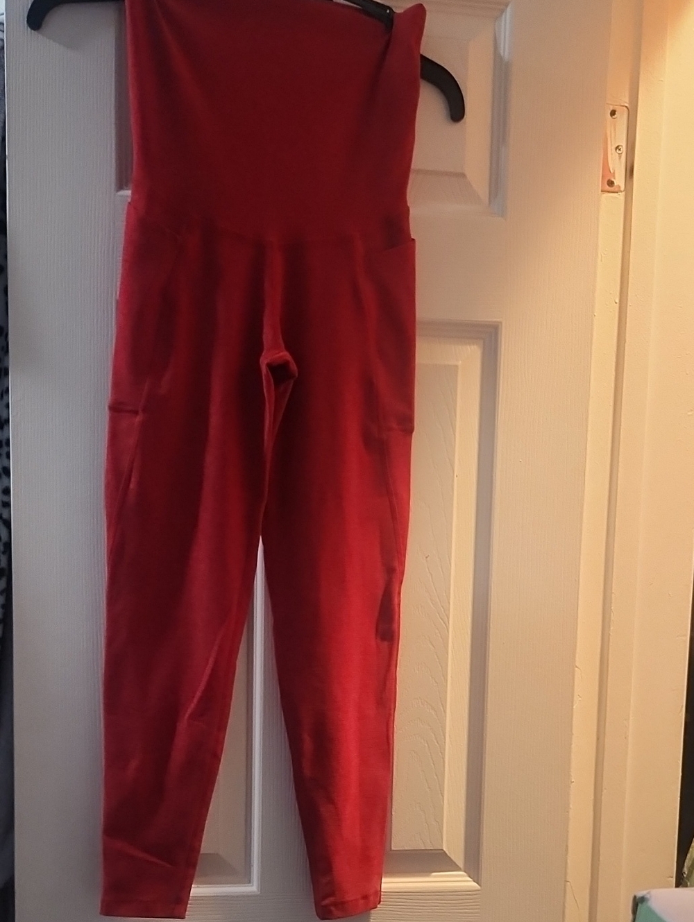Beyond the Bump Red High-Waist Maternity Leggings